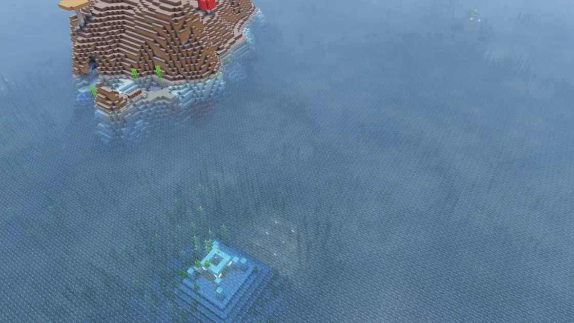 Vier Ocean Monuments direkt nebeneinander mit Mushroom Island
