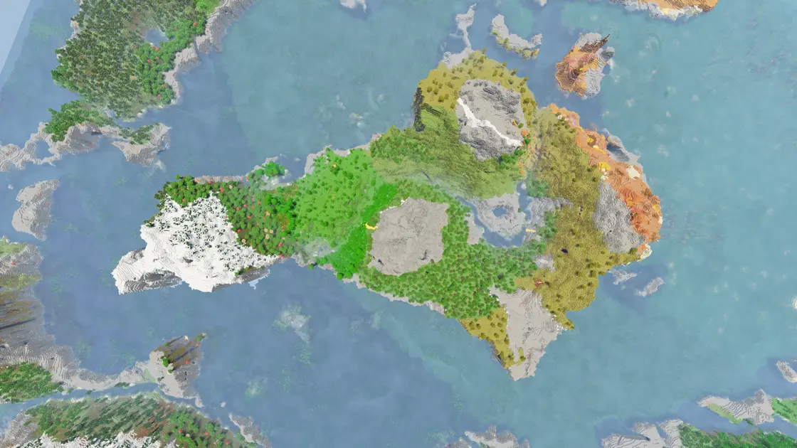 Riesige Survival-Insel mit abwechslungsreichen Biomen