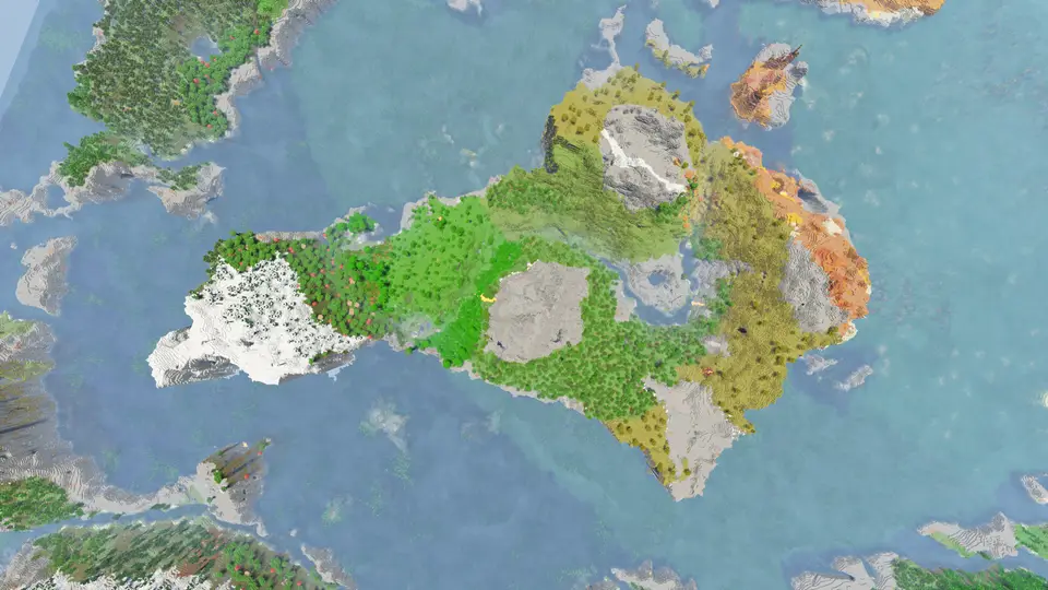 Screenshot des Seeds Riesige Survival-Insel mit abwechslungsreichen Biomen